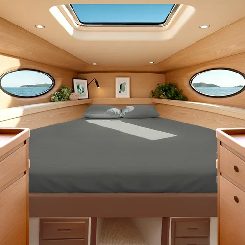 Vista 17 de Universal V Berth - Juego de sábanas de 4 piezas para barco, 100% algodón egipcio, la mejor ropa de cama de barco V, se adapta a colchones de hasta