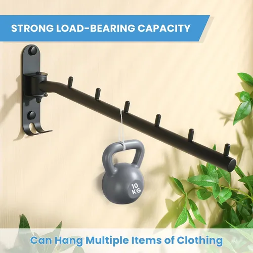 Vista 6 de Percheros para colgar ropa, perchereros de ropa montados en la pared, ganchos para colgar ropa, barras para ropa, ganchos resistentes, plegables