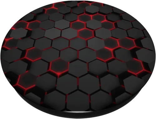 Vista 2 de Soporte de botón para teléfono celular, color rojo y negro, PopSockets, PopGrip estándar