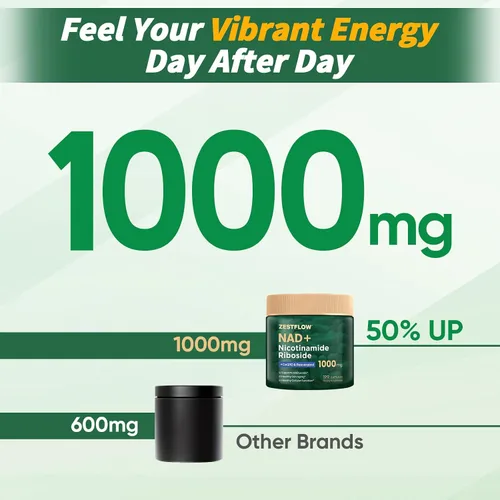 Vista 6 de Suplemento NAD, NAD+ nicotinamida ribósido resveratrol 1000 mg, suplemento liposomal de NAD para mujeres y hombres, NAD Plus con CoQ10 para energía