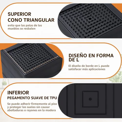 Vista 4 de Elevadores para muebles de cama, bloques de elevación ajustables, pilotes de 1.5, 3, 4 y 6 pulgadas, resistentes para cama, sofá, escritorio, mesa