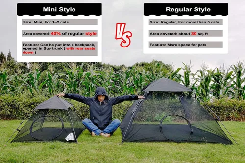 Vista 4 de AICHIFAN - Mini tienda de campaña para gatos para exteriores, recintos de mascotas y gatos, sombrilla portátil y casa de juegos para gatos