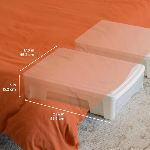 Vista 2 de IRIS USA 22 Qt Almacenamiento bajo la cama, organizador apilable de plástico con cajón deslizante, paquete de 2 unidades, multiusos para ropa