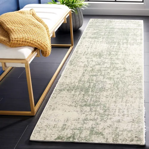 Vista 19 de SAFAVIEH Adirondack Collection - Alfombra de pasillo de 2 pies 1 pulgada x 8 pies, beige y pizarra, diseño abstracto moderno, no desprende pelusa