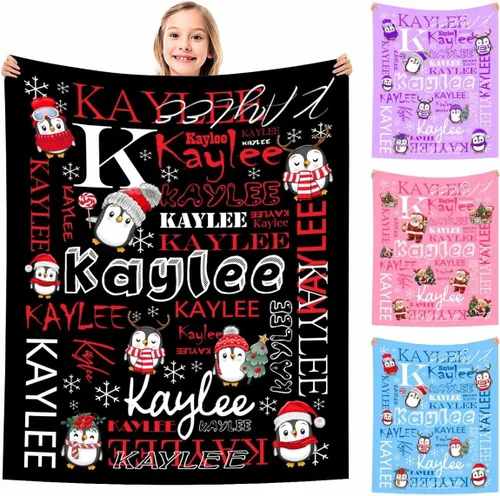Vista 21 de MyPupSocks Manta Decorativa Personalizada con Nombre Personalizado Mantas para Niña Hija Nieta Manta Bonita (7 Tamaños)