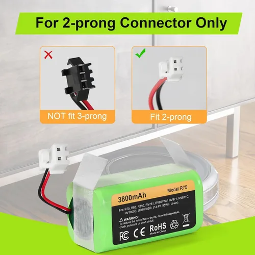 Vista 6 de Batería de repuesto para conector de 2 clavijas