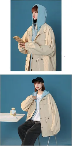 Vista 4 de Sudaderas góticas con botones para mujer, abrigo de manga larga Acubi, Y2K, punk, con cordón, sudaderas de gran