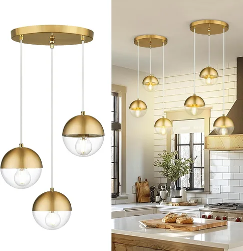 Vista 26 de LMS Lámpara Colgante de Mediados de Siglo de 6 Pulgadas, Lámparas Colgantes de Color Negro Mate con Cristal de Globo Blanco, Lámparas de Techo
