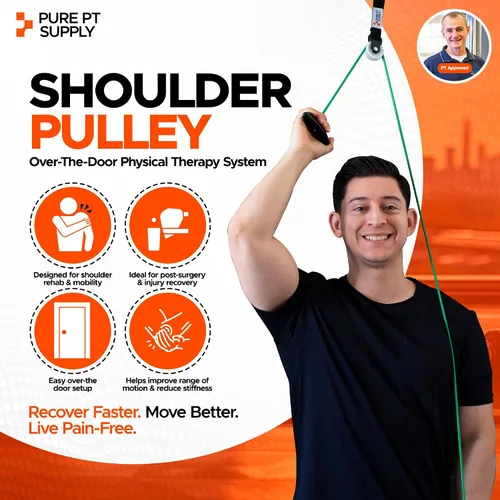 Vista 2 de PurePT - Polea de hombro prémium para terapia física, nailon de alta calidad y asas fuertes, entrenamientos guiados por expertos gratuitos, polea