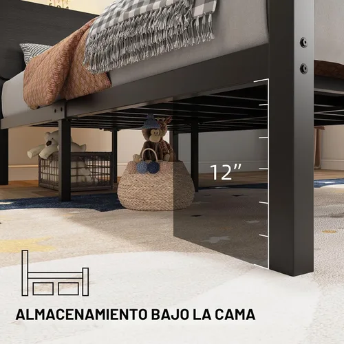 Vista 6 de MaverickFurni Base de cama individual con luces LED y cabecera