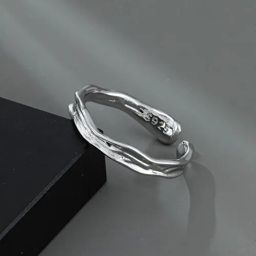 Vista 19 de Anillo de plata de ley 925, minimalista, ajustable, hecho a mano, para mujeres y niñas