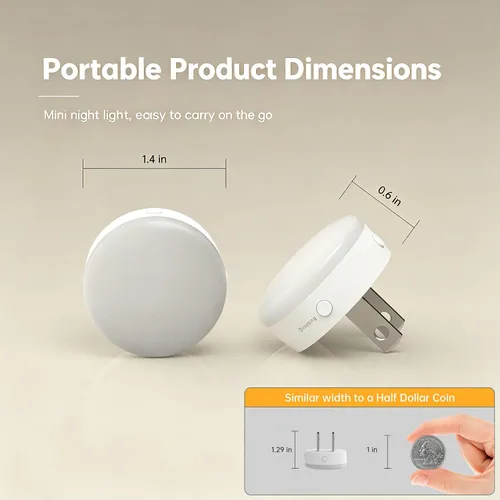 Vista 3 de Luz nocturna enchufable, mini luces nocturnas LED regulables para niños, sensor automático del atardecer al amanecer, lámpara nocturna de encendido