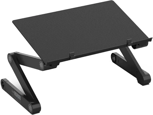 Vista 4 de Uncaged Ergonomics WorkEZ - Pie de aluminio profesional para enfriar computadora portátil con altura y ángulo adaptables / Escritorio