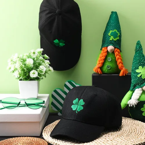 Vista 4 de Liitrsh Paquete de 2 gorras de béisbol del día de San Patricio, trébol de trébol, gorra de béisbol verde irlandés de 4 hojas, sombrero bordado