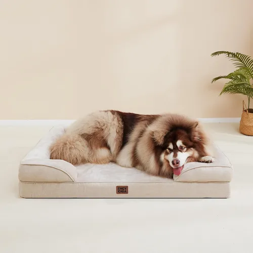 Vista 5 de EHEYCIGA – Cama ortopédica impermeable para perros pequeños, de espuma viscoelástica tipo caja de huevos, con bordes elevados y base antideslizante