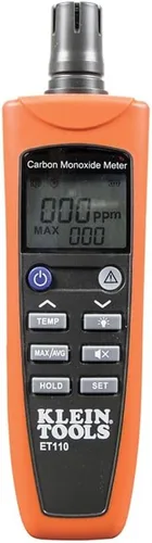 Vista 5 de Medidor de CO ET110 de Klein Tools, comprobador y detector de monóxido de carbono con alarma de límite de exposición, 4 pilas AAA y bolsa