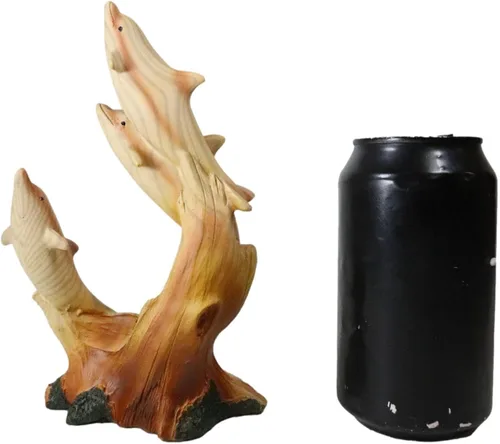 Vista 8 de Ebros Gift Three Dancing Family of Dolphins Escultura de 7 pulgadas de alto de resina de madera sintética de delfines nariz de botella Familia
