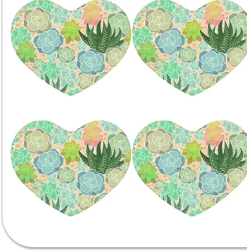 Vista 2 de Suculenta Cactus Aloe Plantas Patrón de Corazón en Forma de Planificador Calendario Scrapbook Craft Pegatinas