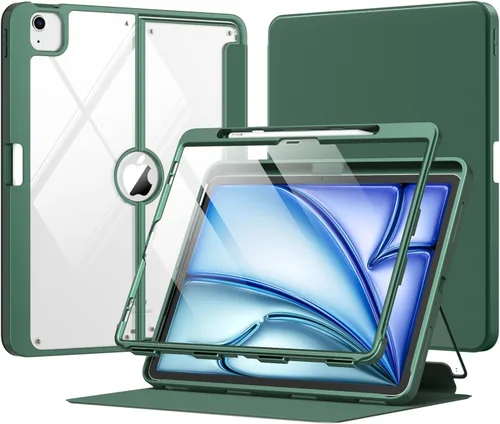 Vista 18 de MoKo Funda para iPad Air de 11 pulgadas 7ª/6ª generación M3/M2 2025/2024, iPad Air 5ª/4ª generación de 10.9 pulgadas 2022/2020 con soporte