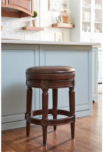 Vista 2 de New Ridge Home Goods Chapman Taburete giratorio de 26 pulgadas de altura de mostrador sin respaldo en nogal