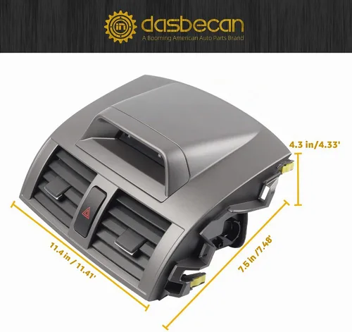 Vista 5 de Dasbecan Panel de ventilación de aire para salpicadero central con reloj Compatible con Toyota Corolla 2009-2013, Marco de cubierta de bisel