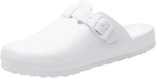 Vista 13 de Zuecos de jardín para mujer, zapatos cómodos de EVA sin cordones, bonitos zuecos impermeables impresos para enfermeras, hogar, exteriores, cocina