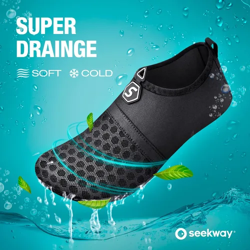 Vista 4 de Seekway - Zapatos de agua para hombres o mujeres adultos, tipo calcetín, de secado rápido, sensación de pie descalzo, ideales para la playa, nadar