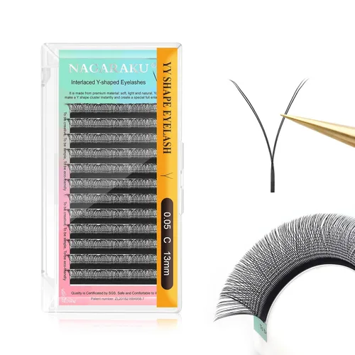 Vista 78 de NAGARAKU YY - Extensiones de pestañas, suministros Y, Lash 4D, Easy Fan, pestañas cruzadas de volumen ruso, pestañas YY, tejidas a mano, malla