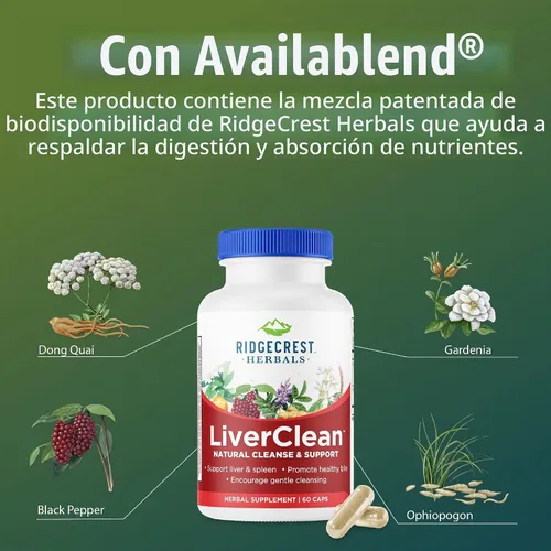 Vista 7 de RidgeCrest Herbals LiverClean Fórmula de apoyo hepático herbario 60