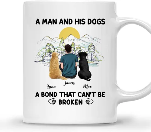Vista 9 de Gossby Taza personalizada con texto en inglés «A Boy and His Dog», regalo personalizado para dueños de perros y hombres con diseño, nombre, razas