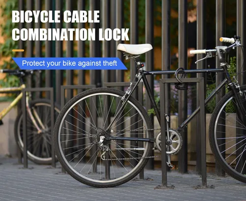 Vista 7 de Candado de cable de bicicleta eléctrica, bloqueo de cable de bicicleta eléctrica, bloqueo de cable reajustable de 4 pies para bicicleta eléctrica