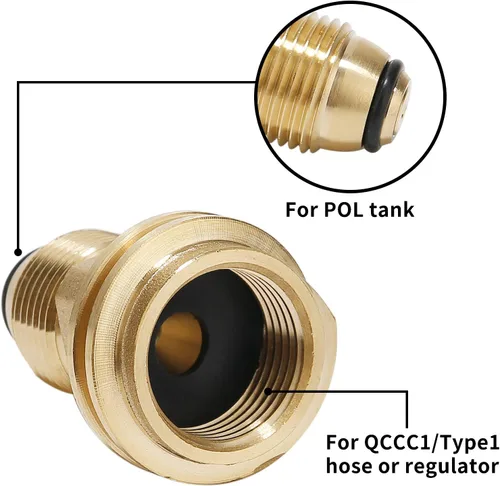 Vista 2 de Adaptador de tanque de propano, convierte la válvula de tanque POL LP en manguera o regulador QCC1/Type1