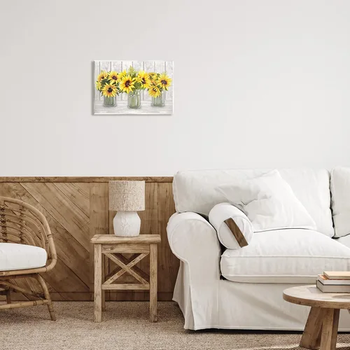 Vista 2 de Stupell Industries Ziwei Li - Tres ramos de girasoles tablones de madera muerta para pared, diseño de Ziwei Li Stupell Industries 15 x 10