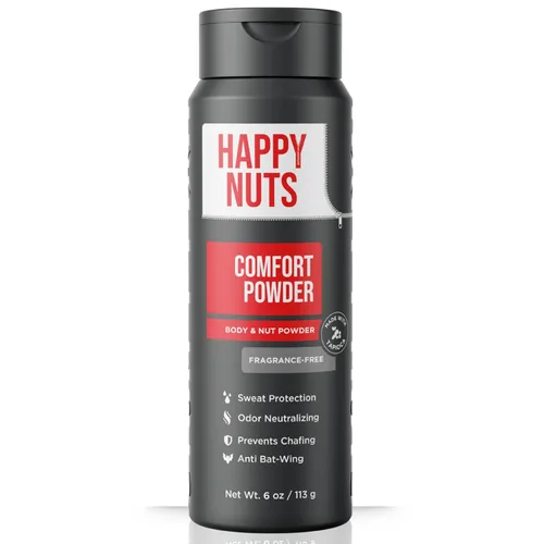 Vista 8 de HAPPY NUTS Comfort Powder - Antirozaduras y desodorante, sin aluminio, control del sudor y el olor para picazón deportista, ingle y partes privadas