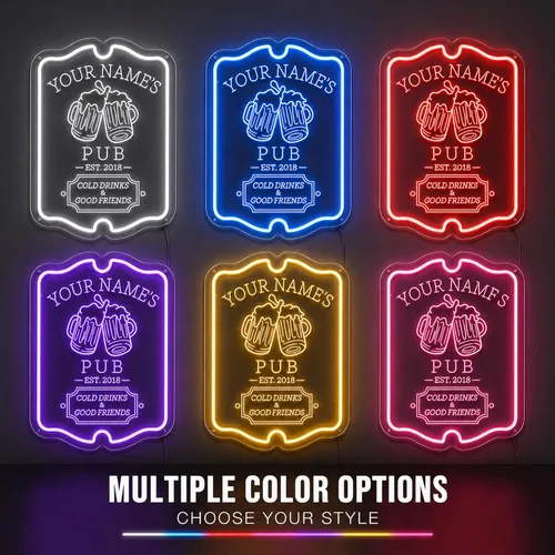 Vista 5 de Letrero de barra de neón personalizado para bar en casa, hecho a mano, regulables, personalizables, barras de neón 3D, letrero de luz de cerveza