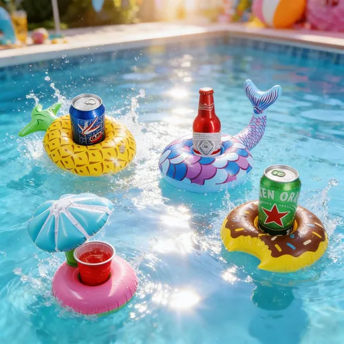 Vista 4 de Zcaukya Paquete de 12 soportes inflables flotantes para beber, flotadores de bebidas inflables para fiestas en la piscina