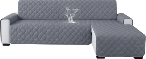Vista 15 de XINEAGE Fundas 100% impermeables para sofá modular en forma de L, reversible, lavable, con botones de chaise plum flower, protector de muebles