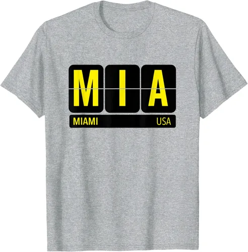 Vista 10 de MIA Miami Florida USA Travel Souvenir Yellow Text Camiseta, Blanco