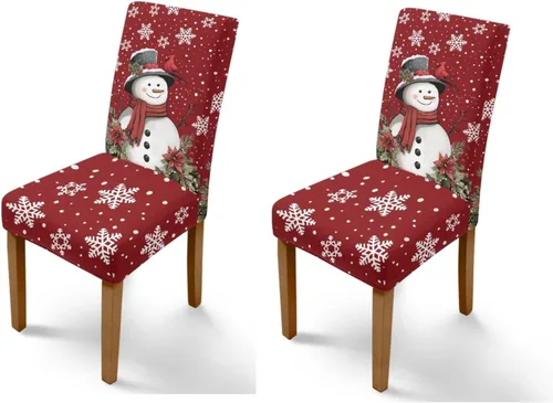 Vista 76 de Rnyleeg Fundas navideñas para sillas de comedor, fundas de asiento de comedor con estampado de campanas brillantes, juego de 1 funda suave y lavable