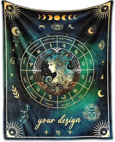 Vista 16 de Manta Acuario para Regalos, 40" x 30" Manta Rectangular de Franela del Zodiaco Acogedora, Regalo para Niños Niñas Adolescentes Mujeres Hombres