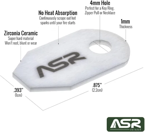 Vista 3 de ASR Outdoor Micro EDC Ceramic Striker Survival Fire Starter - Herramienta de supervivencia de emergencia para crear chispas Blanco