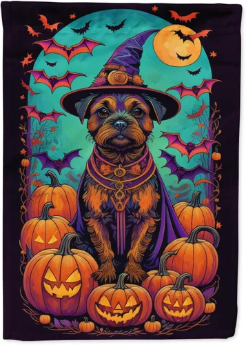 Vista 50 de Caroline's Treasures DAC1466GF - Bandera decorativa para jardín de Halloween de Affenpinscher Witchy para jardín, decoración para patio exterior