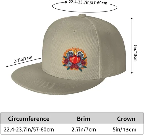 Vista 6 de Heart Angel Fiery with Red Rose Blooms Snapback Hats for Men Women Baseball Cap Flat Bill Brim Hat