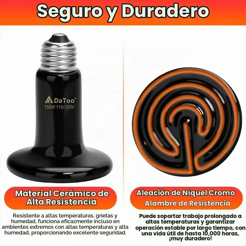 Vista 4 de DaToo Lámpara de calor de reptil de cerámica de 150 W, emisor de calor de cerámica, E26, sin luz, bombilla de calor nocturna para reptiles