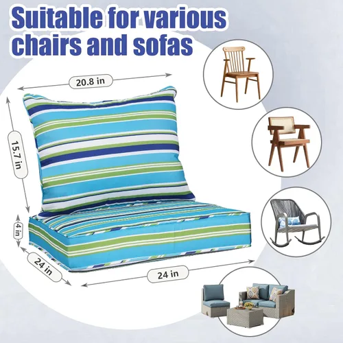 Vista 7 de Cojines de exterior con almohadas de respaldo, 24 x 24 pulgadas, resistentes con cremallera, cojines para muebles de patio, sillas de comedor