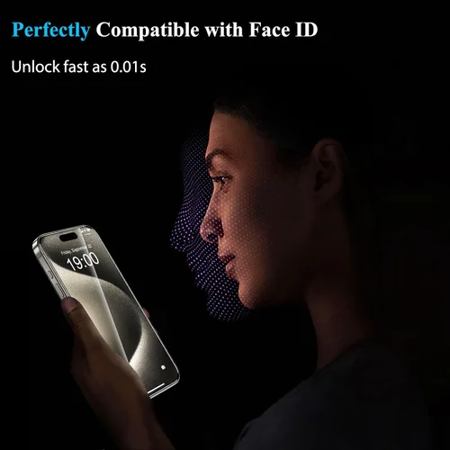 Vista 10 de YMHML Paquete de 3 protectores de pantalla de vidrio templado compatibles con iPhone 16 Plus, 15 Pro Max, 15 Plus, película HD de grado militar