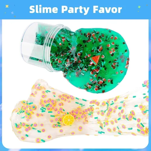 Vista 6 de Kit de slime transparente, paquete de 5 unidades de limo de cristal crujiente con purpurina, regalos de fiesta, juguete para aliviar el estrés