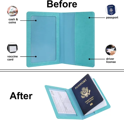 Vista 4 de labato - Cartera de piel sintética para pasaporte con tarjetero de vacuna, Mint