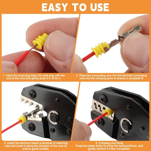 Vista 6 de 1381PCS Pin Connector Kit, Electrical Pins Connectors with Crimp Tool and Wire Strippers,28 Types 1/1.5/1.8/2.2/2.3/2.8/3.5mm Removal Male Female