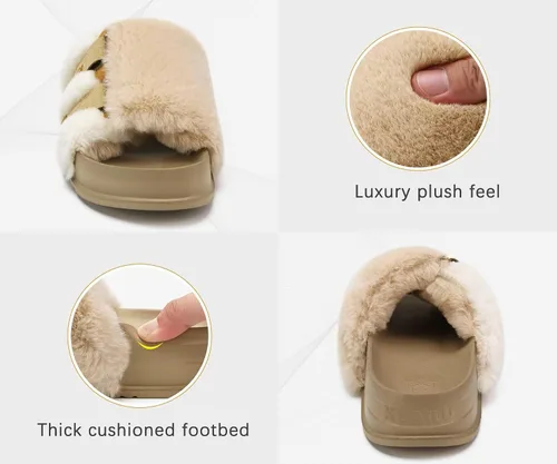 Vista 7 de KuaiLu Pantuflas ortopédicas para mujer con soporte de arco, sandalias acolchadas suaves para mujer, sandalias de moda con punta abierta, de piel